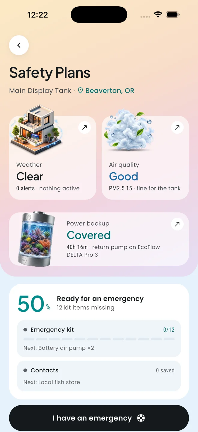 Safety Plans with weather, air quality and power backup